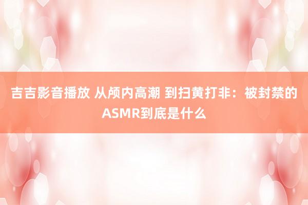 吉吉影音播放 从颅内高潮 到扫黄打非：被封禁的ASMR到底是什么