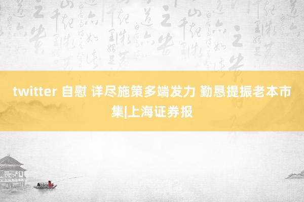 twitter 自慰 详尽施策多端发力 勤恳提振老本市集|上海证券报